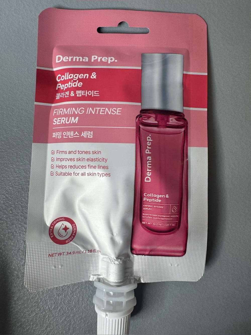 Derma prep Pink Collagen & Peptide Firming Intense Serum tones fine lines firms